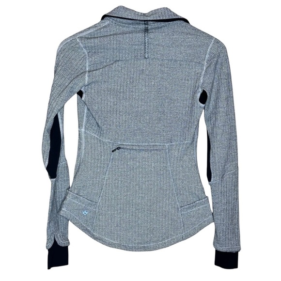 Lululemon Base Runner Pullover Jacket Herringbone White Gray With Black Size 4 - Picture 8 of 14